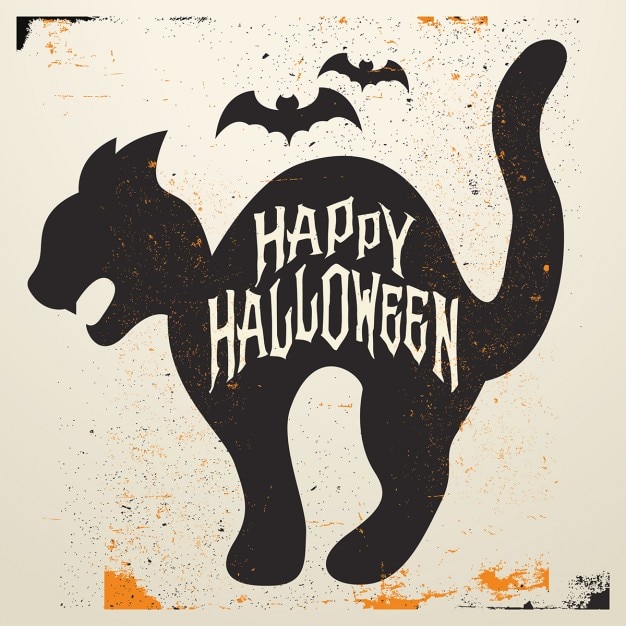 Vecteur gratuit vintage background halloween cat