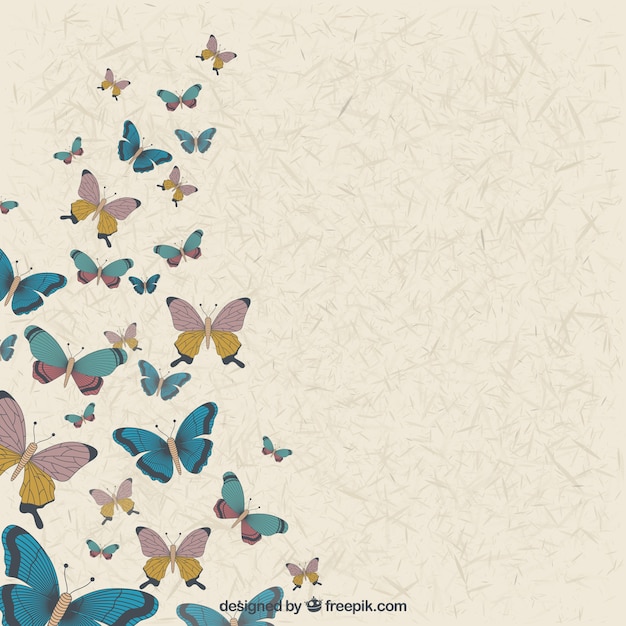Vecteur gratuit vintage background de papillons dessinés à la main