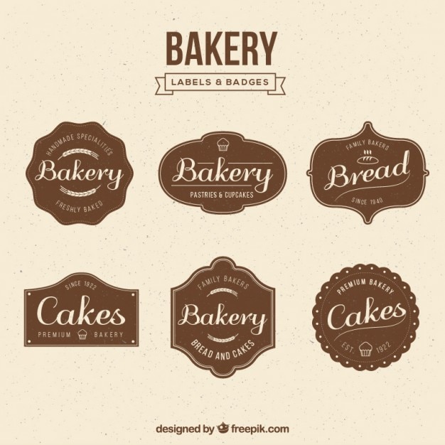 Vintage collection de badges de boulangerie