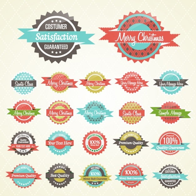 Vecteur gratuit vintage collection de badges noël