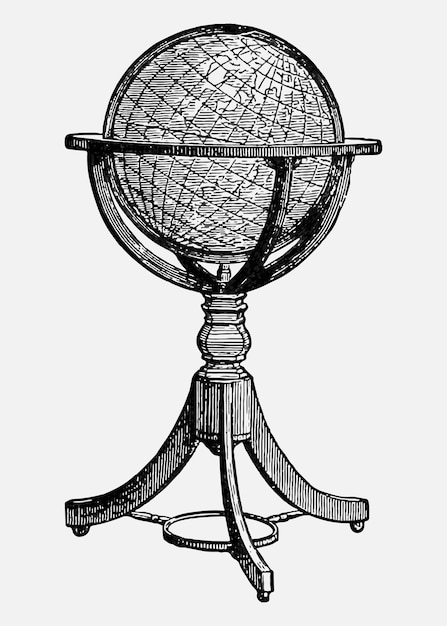 Vintage Globe Stand Illustration