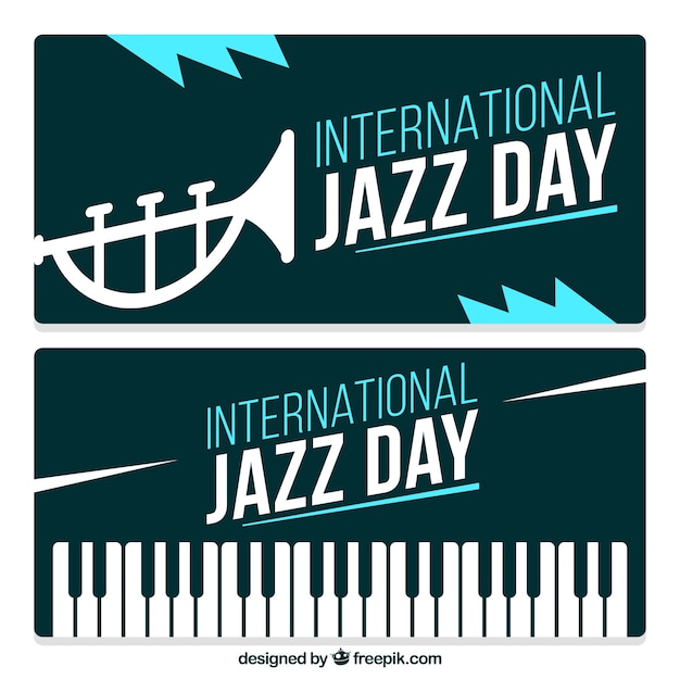 Vecteur gratuit vintage journée internationale de bannières de jazz