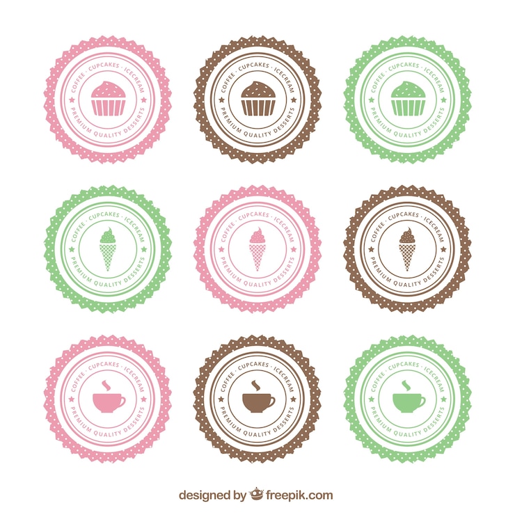 Vecteur gratuit vintage labels douce mignonne