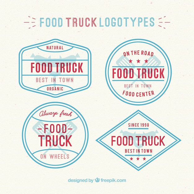 Vecteur gratuit vintage logotypes de camion alimentaire