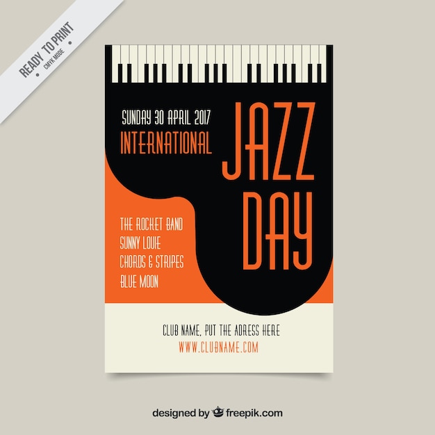 Vecteur gratuit vintage style piano jazz brochure