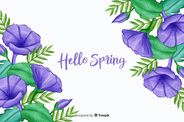 Violet fleurs avec violet bonjour printemps citation