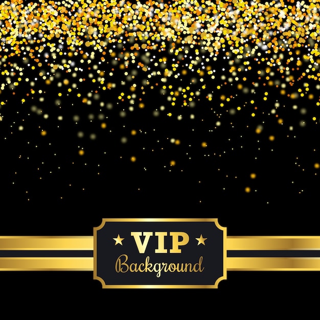 Vecteur gratuit vip background avec confettis dorés