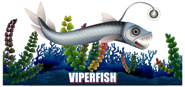 Vecteur gratuit viperfish créature des profondeurs marines