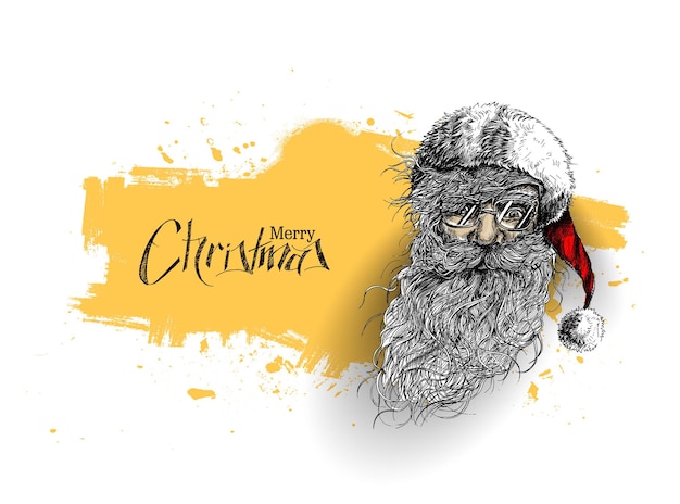 Visage de caractère de Noël Père Noël, Joyeux Noël - Vector illustration