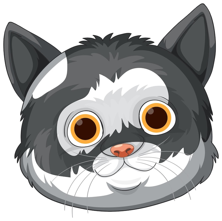 Vecteur gratuit visage de chat dessin animé mignon