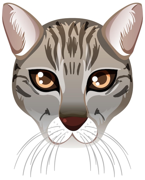 Vecteur gratuit visage de chat de pêche en style cartoon sur fond blanc