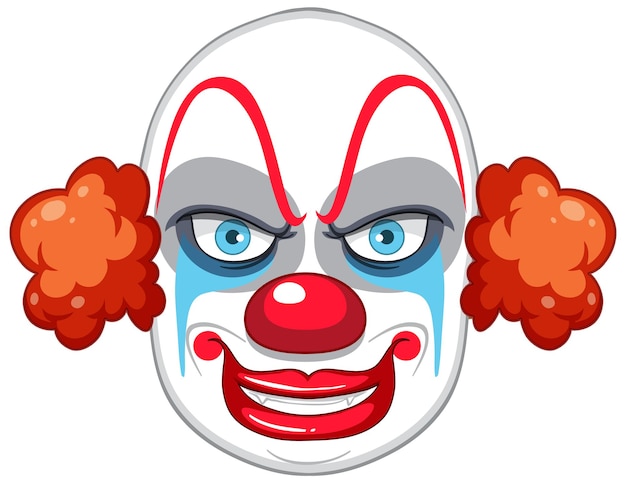 Vecteur gratuit visage de clown effrayant sur fond blanc