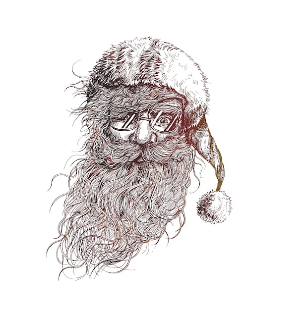 Visage de conception de père Noël de caractère de Noël. Joyeux Noël texte - illustration vectorielle