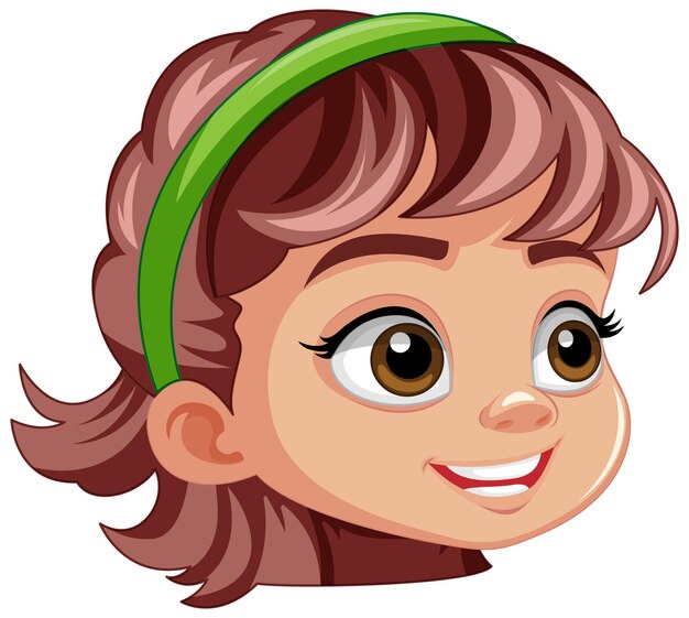 Visage de dessin animé fille souriante