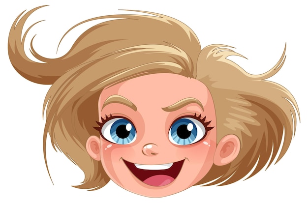 Vecteur gratuit visage de dessin animé fille souriante