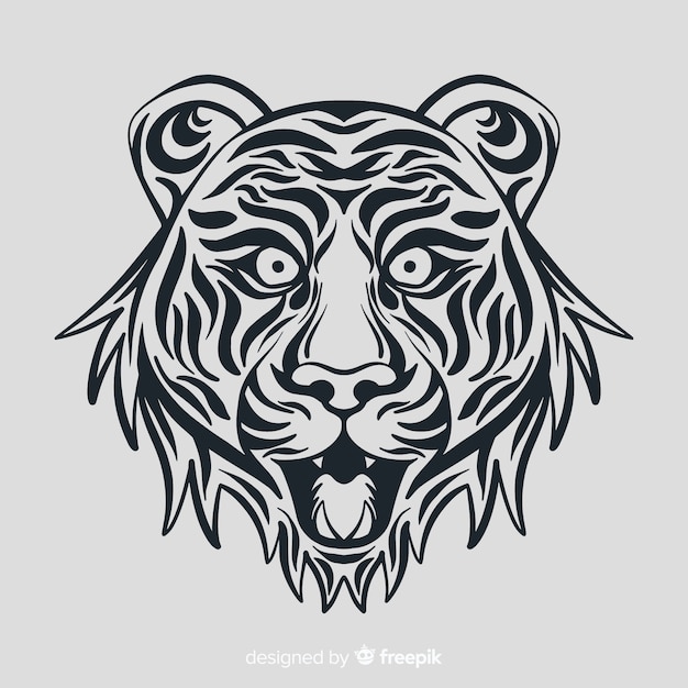 Visage de tigre avec style tribal