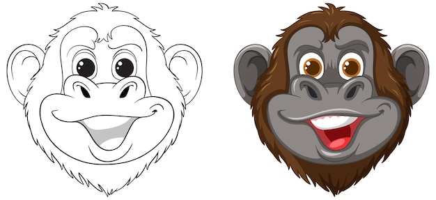 Vecteur gratuit les visages des chimpanzés dans le style vectoriel