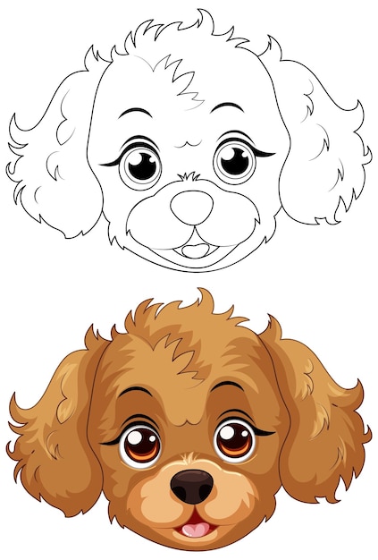 Vecteur gratuit des visages de chiots de dessin animé mignons