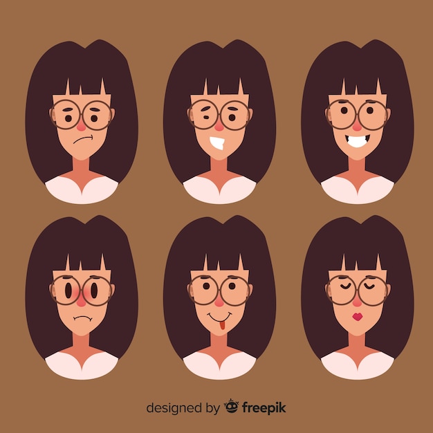 Visages De Femme Avec Différentes émotions