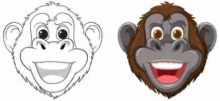 Vecteur gratuit des visages de singes joyeux illustration vectorielle