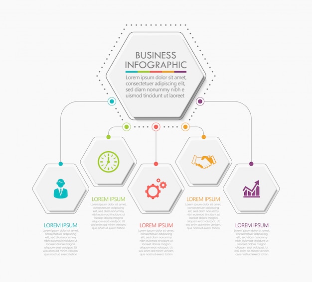 Visualisation des données d'entreprise. icônes infographiques de chronologie
