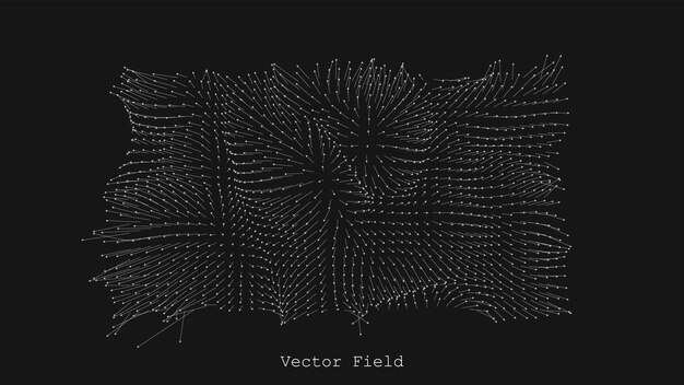 Visualisation du champ magnétique ou gravitationnel Arrière-plan du réseau de flèches abstraites