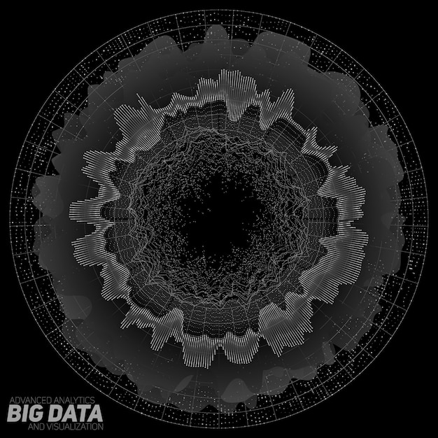 Visualisation En Niveaux De Gris De Big Data. Complexité Visuelle Des Données. Graphique De Threads De Données Complexes. Représentation Des Réseaux Sociaux. Graphique De Données Abstrait.