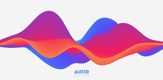 Visualisation Des Ondes Sonores. Forme D'onde Solide Colorée 3d.