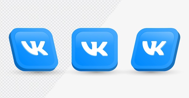 Vk logo vkontakte icône dans un carré de rendu 3d moderne pour les icônes de médias sociaux ou les logos de mise en réseau