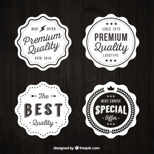 Vecteur gratuit vntage labels de qualité premium fixés