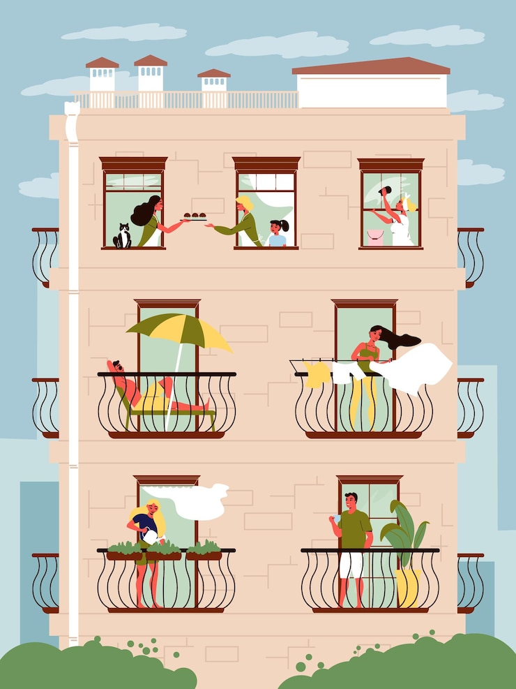 Vecteur gratuit voisins dans l'illustration de windows