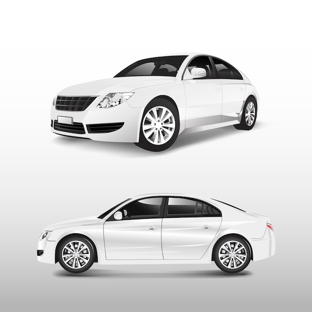 Voiture berline blanche isolée sur vecteur blanc