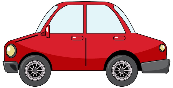 Vecteur gratuit voiture berline rouge en style cartoon isolé sur fond blanc
