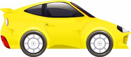 Vecteur gratuit voiture de course en jaune sur blanc