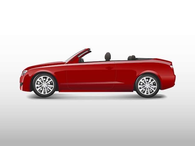 Voiture décapotable rouge isolée sur vecteur blanc