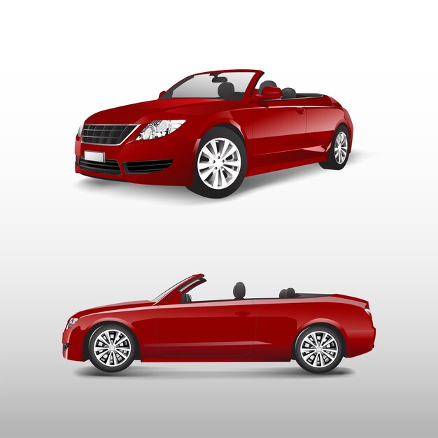 Voiture décapotable rouge isolée sur vecteur blanc