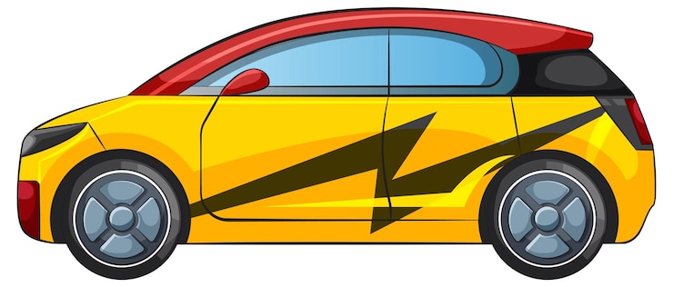 Vecteur gratuit voiture électrique avec un design éclair dynamique