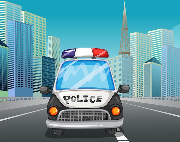 Vecteur gratuit voiture de police sur l'autoroute