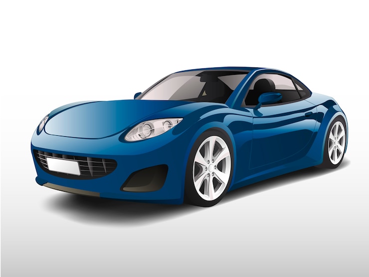 Vecteur gratuit voiture de sport bleue isolée sur vecteur blanc