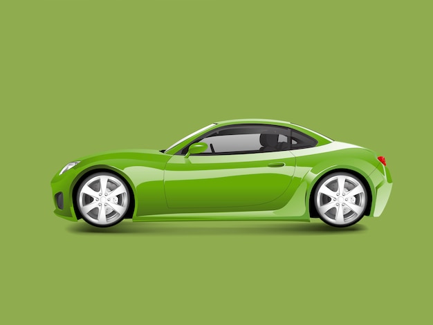 Voiture de sport verte dans un vecteur de fond vert