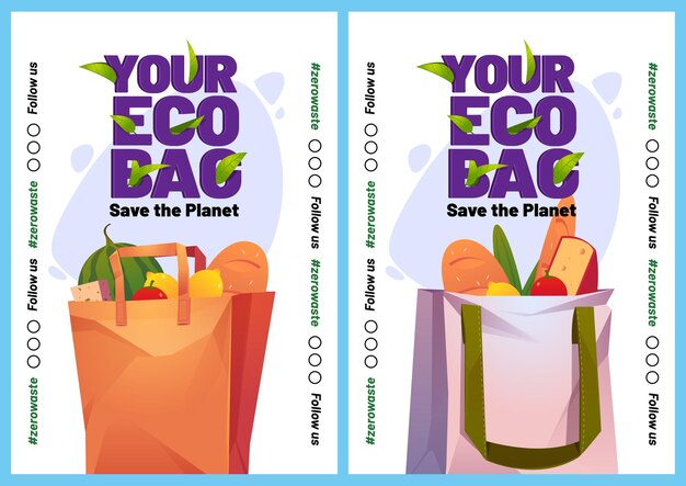 Vos affiches de dessins animés de sacs écologiques ou vos écrans mobiles