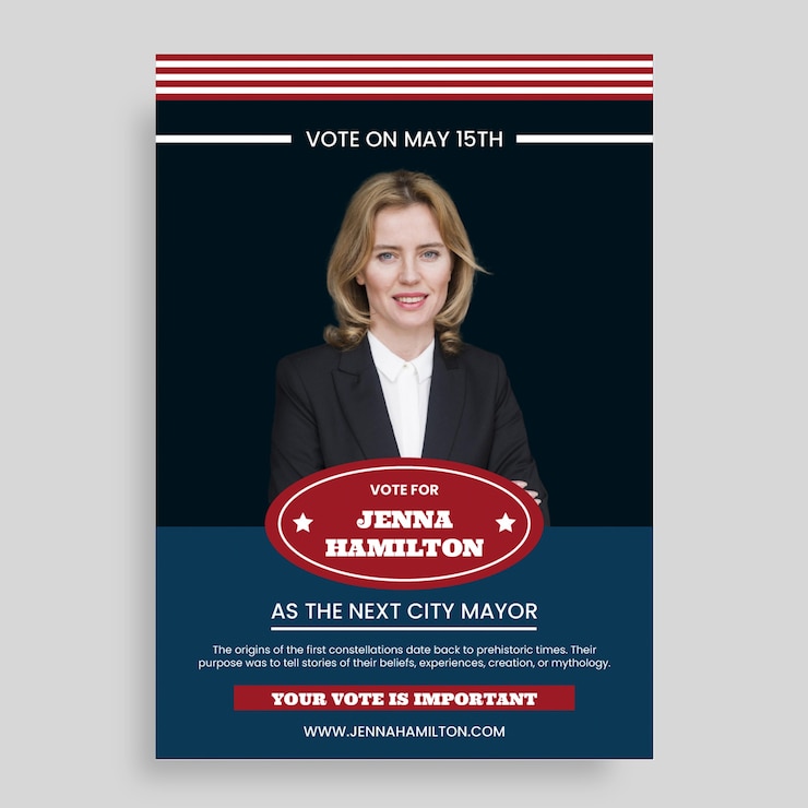 Vecteur gratuit vote professionnel duotone pour le modèle de flyer de l'élection du maire de la ville