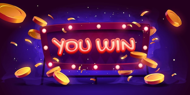 Vecteur gratuit vous gagnez une loterie de casino bannière ou un gain de jeu