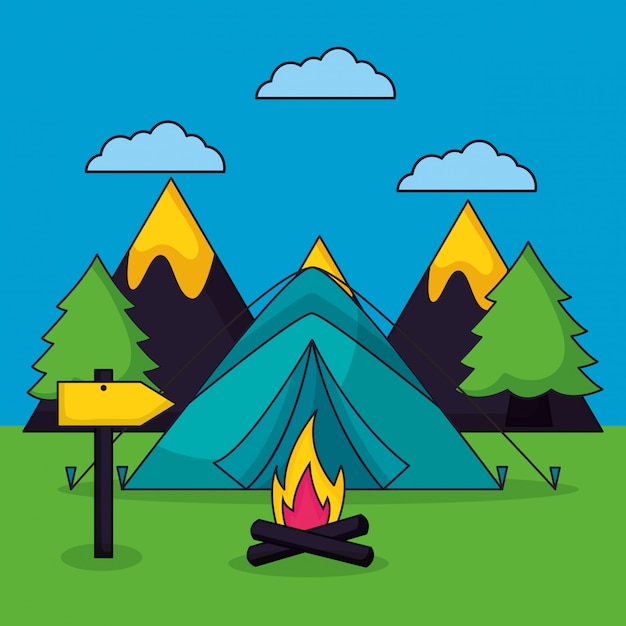 Vecteur gratuit voyage de camping dans le style plat