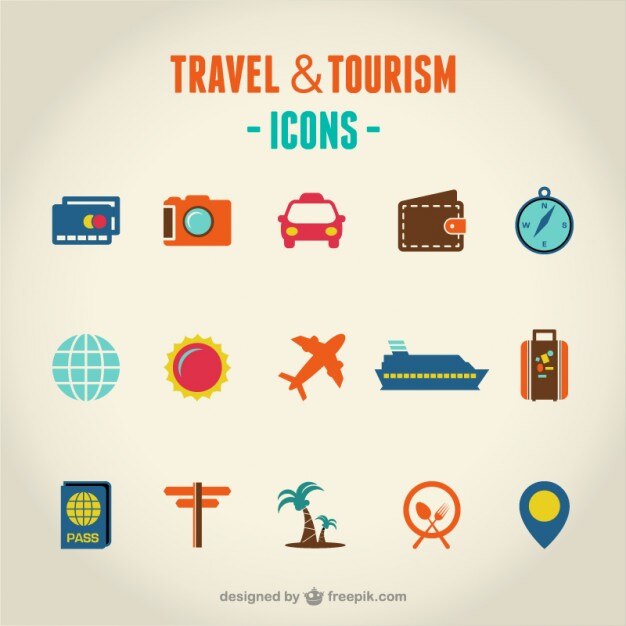 Voyage et tourisme ensemble d'icônes