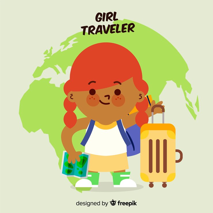 Vecteur gratuit voyageur fille