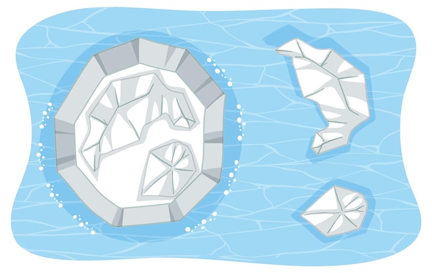 Vue aérienne des icebergs et de l'eau
