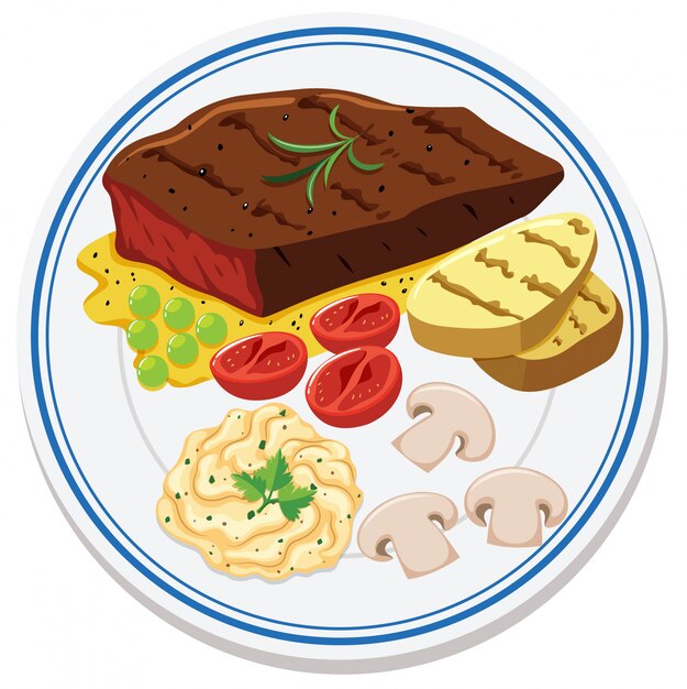 Vue aérienne de la nourriture sur l'assiette