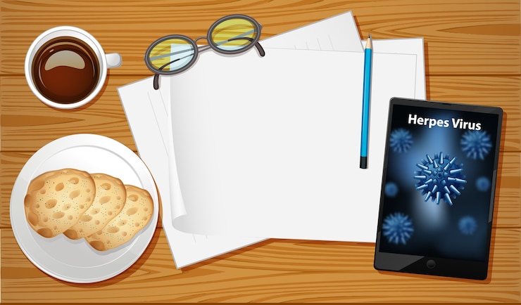 Vecteur gratuit vue aérienne de la table avec écran mobile
