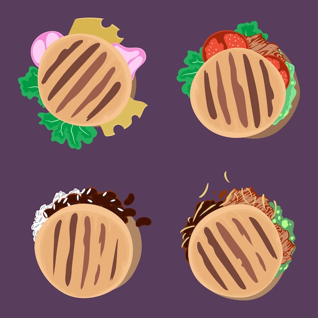 Vecteur gratuit vue de dessus de arepas dessinés à la main